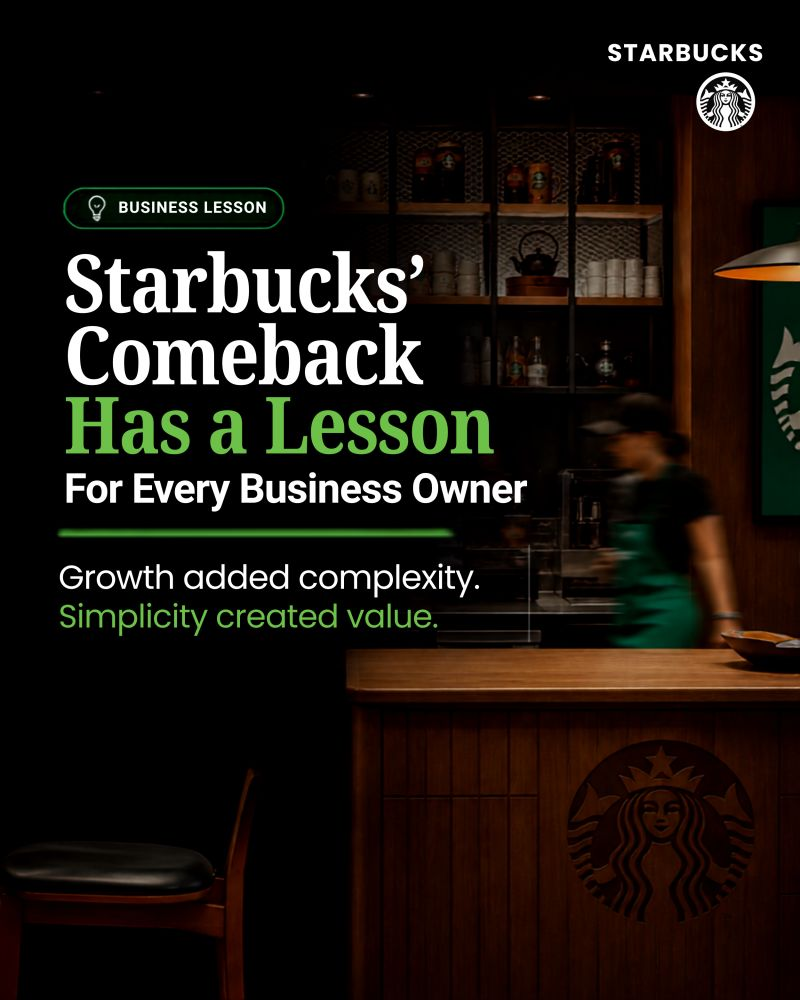 Dark post design about the Starbucks comeback business lesson in the portfolio